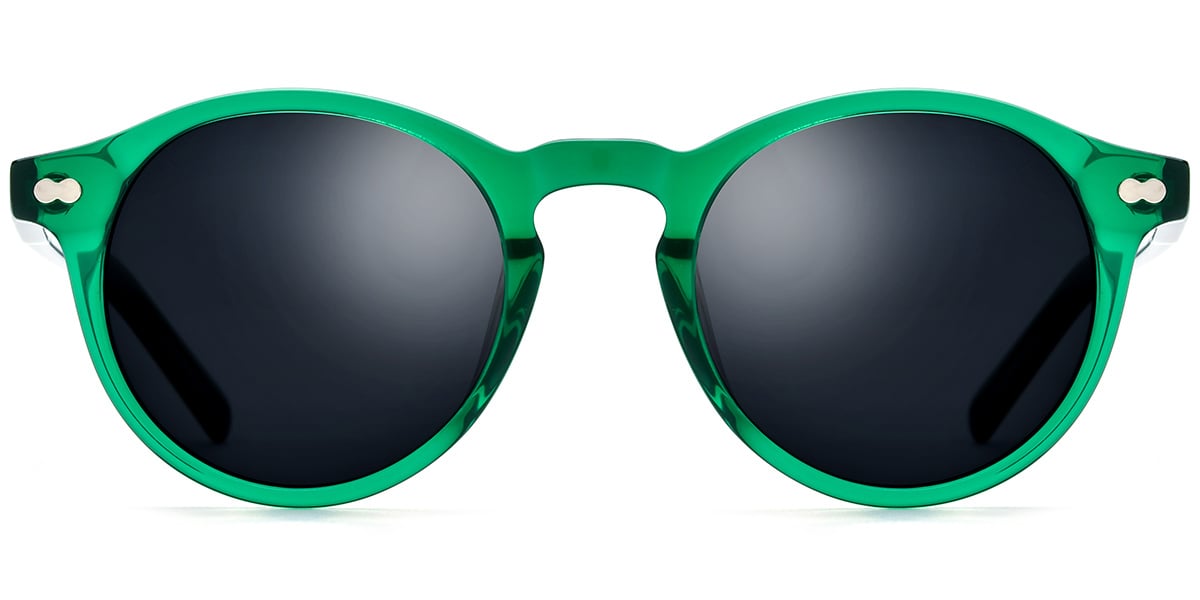 Acetate Round Sunglasses translucent-green+dark_grey_polarized