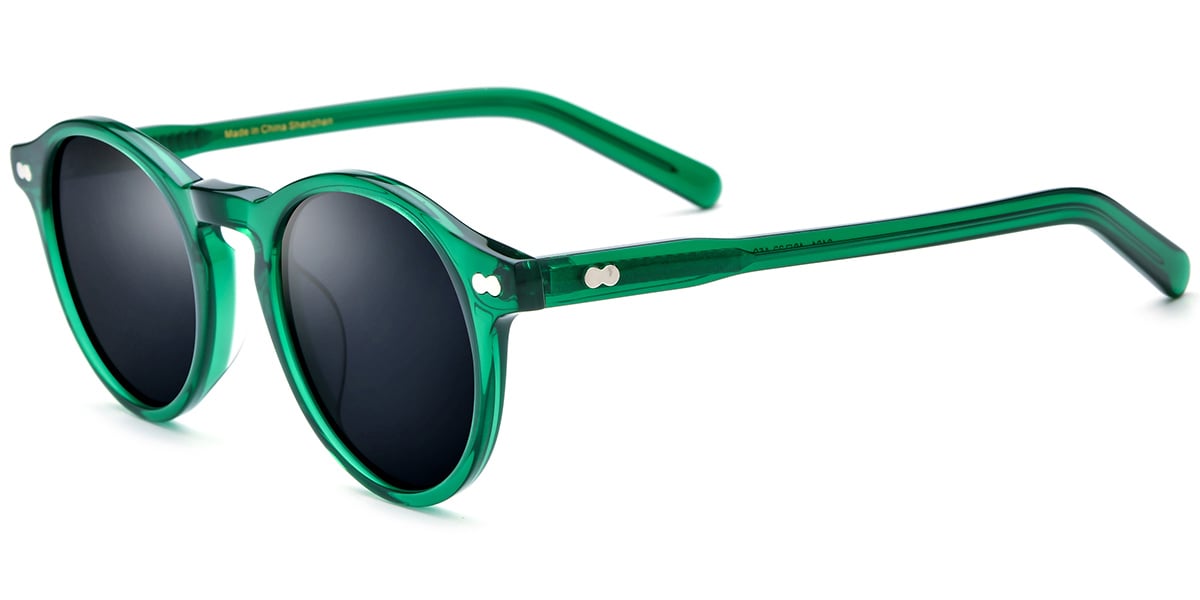 Acetate Round Sunglasses translucent-green+dark_grey_polarized