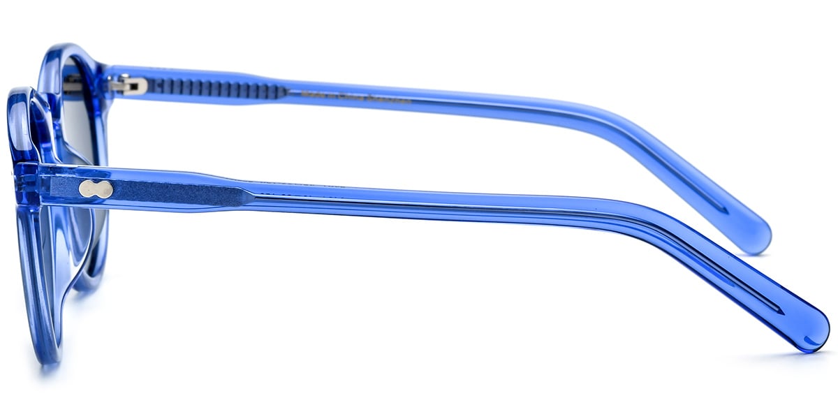 Acetate Round Sunglasses translucent-blue+dark_grey_polarized