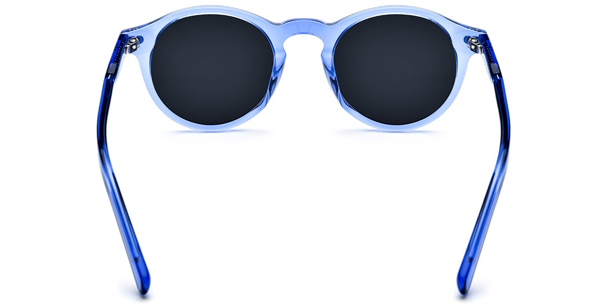 Acetate Round Sunglasses translucent-blue+dark_grey_polarized