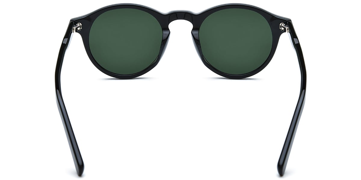 Acetate Round Sunglasses black+dark_green_polarized