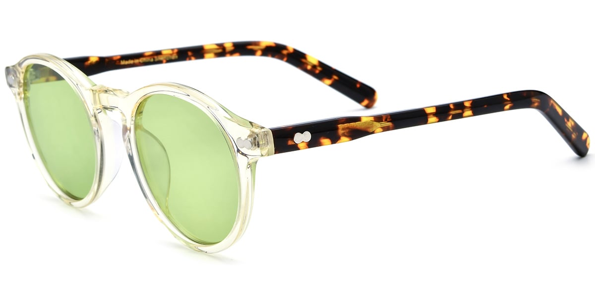 Acetate Round Sunglasses translucent-yellow+green_polarized