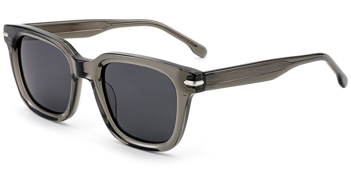 Acetate Square Sunglasses translucent-grey+dark_grey_polarized