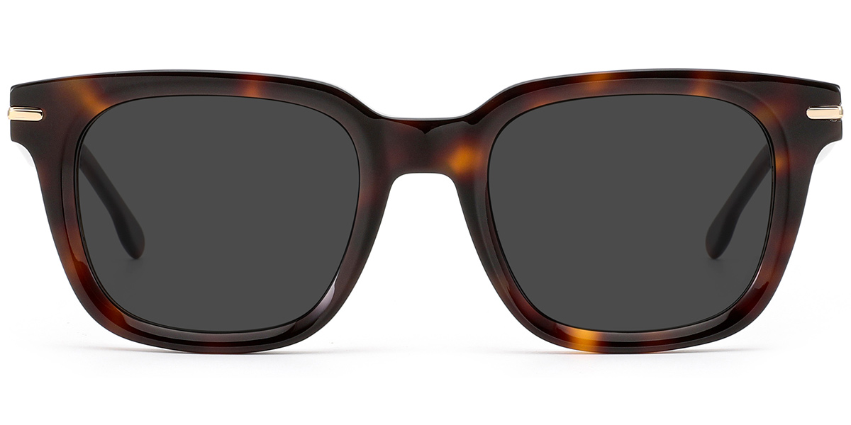 Acetate Square Sunglasses tortoiseshell+dark_grey_polarized