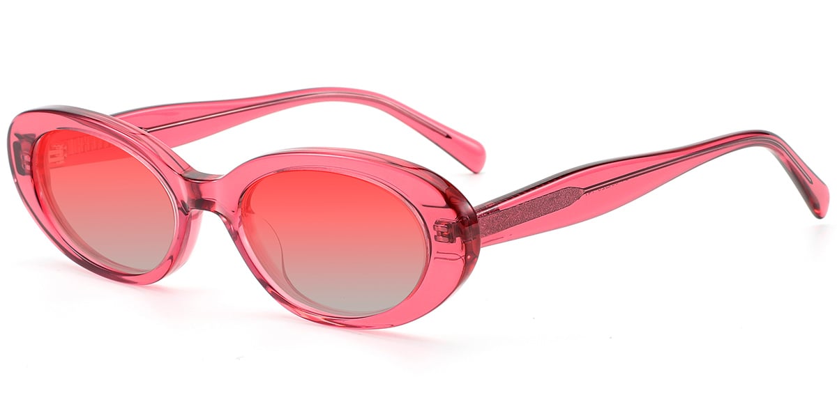 Acetate Oval Sunglasses translucent-pink+gradient_pink_polarized