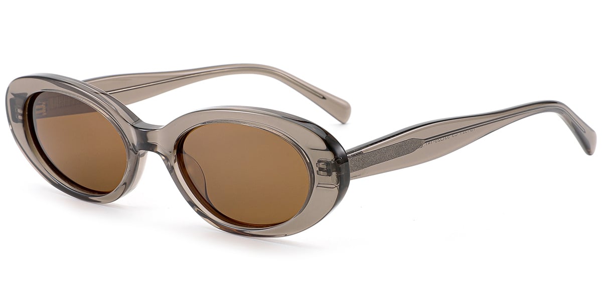 Acetate Oval Sunglasses translucent-grey+amber_polarized