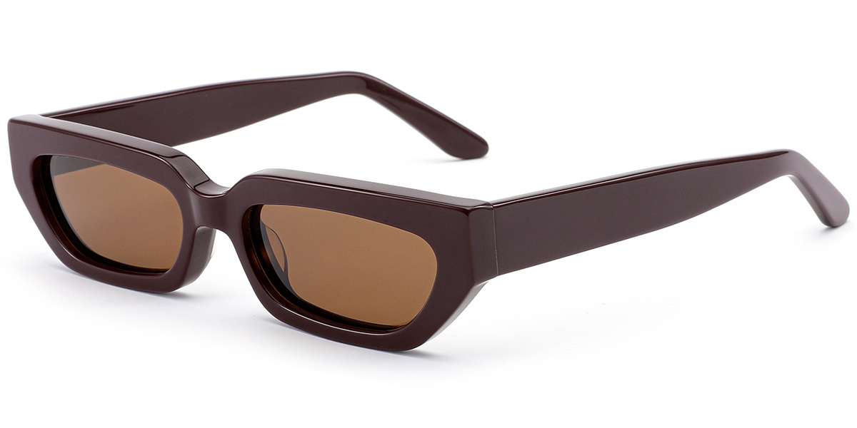 Acetate Rectangle Sunglasses wine_red+amber_polarized
