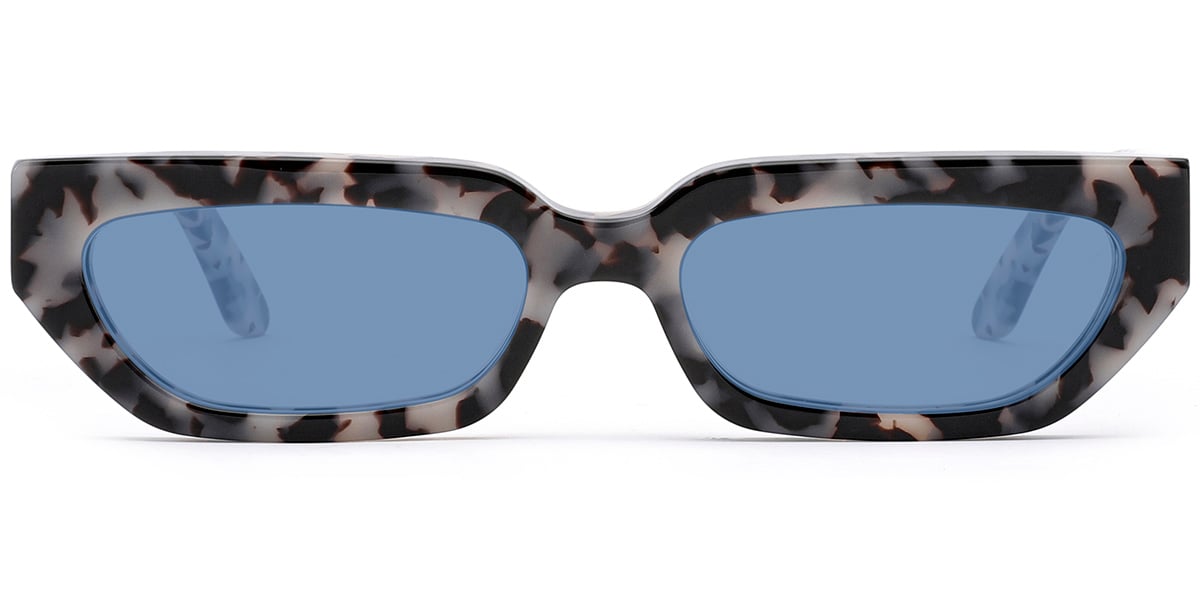 Acetate Rectangle Sunglasses pattern-black+blue_polarized