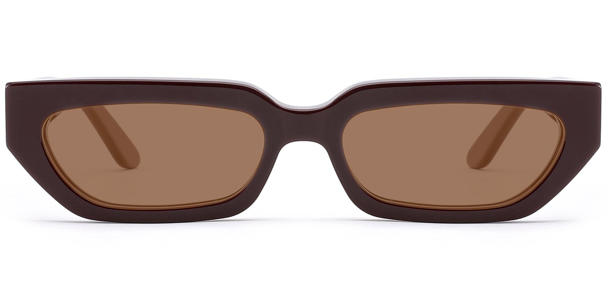 Acetate Rectangle Sunglasses wine_red+amber_polarized