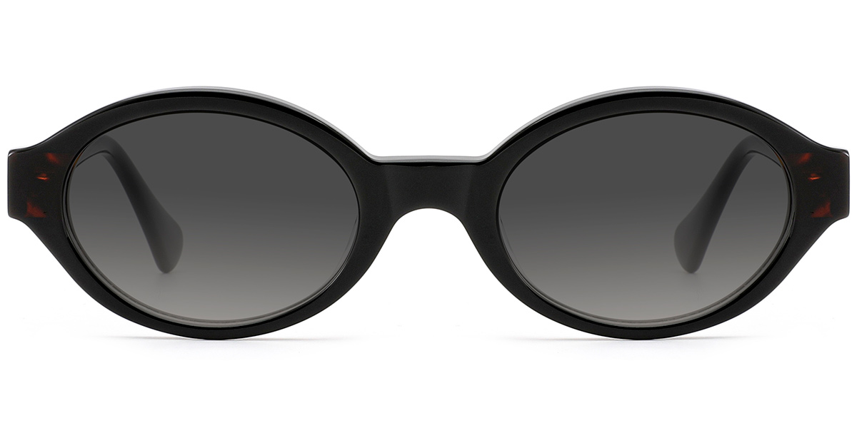 Acetate Oval Sunglasses pattern-black+gradient_grey_polarized