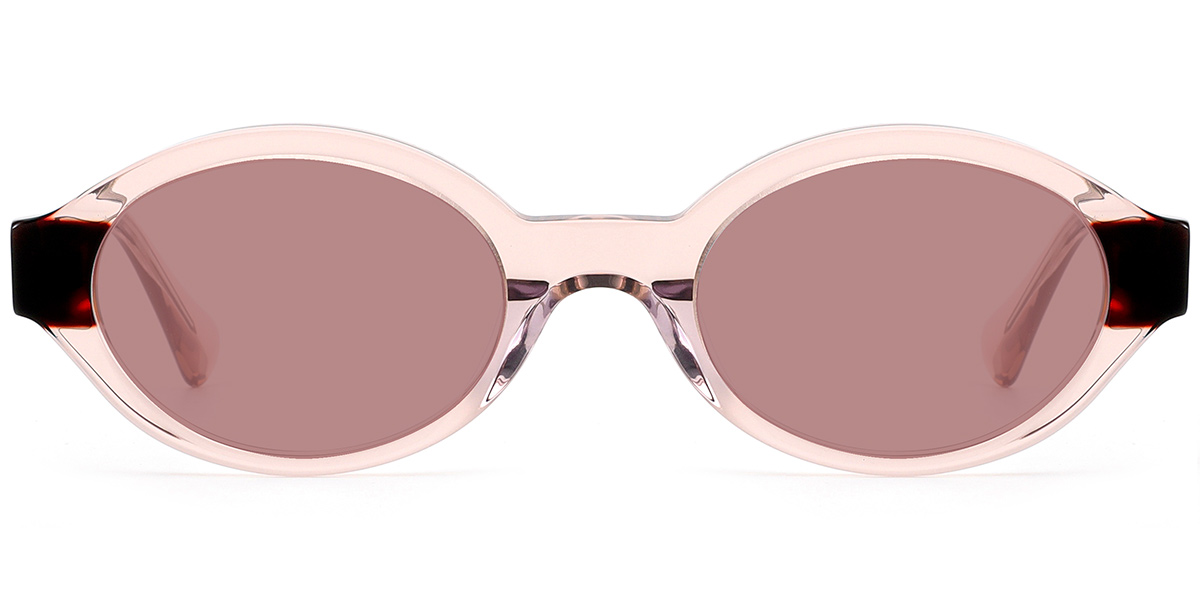 Acetate Oval Sunglasses pattern-pink+rose_polarized