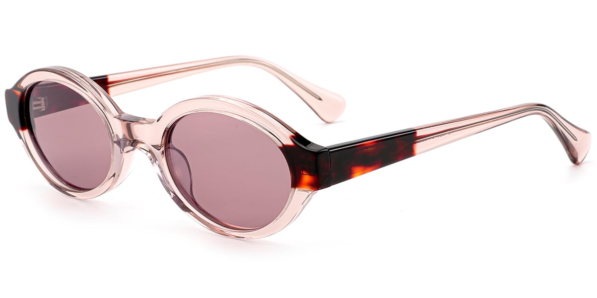 Acetate Oval Sunglasses pattern-pink+rose_polarized