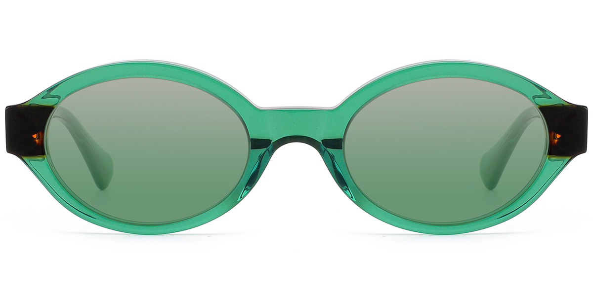 Acetate Oval Sunglasses pattern-green+gradient_green_polarized