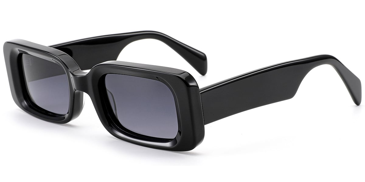 Acetate Rectangle Sunglasses black+gradient_grey_polarized