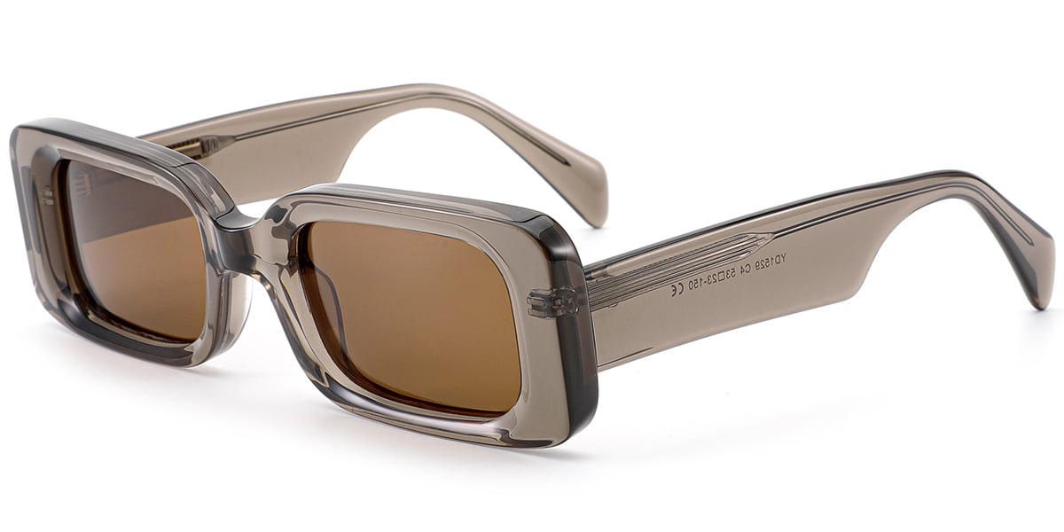 Acetate Rectangle Sunglasses translucent-brown+amber_polarized