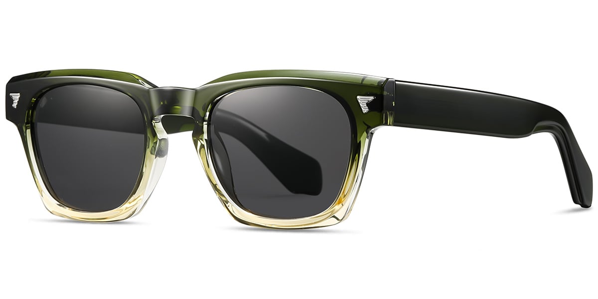 Acetate Square Sunglasses gradient_green+dark_grey_polarized