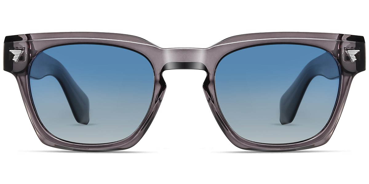 Acetate Square Sunglasses translucent-grey+gradient_blue_polarized