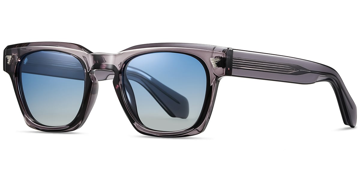Acetate Square Sunglasses translucent-grey+gradient_blue_polarized