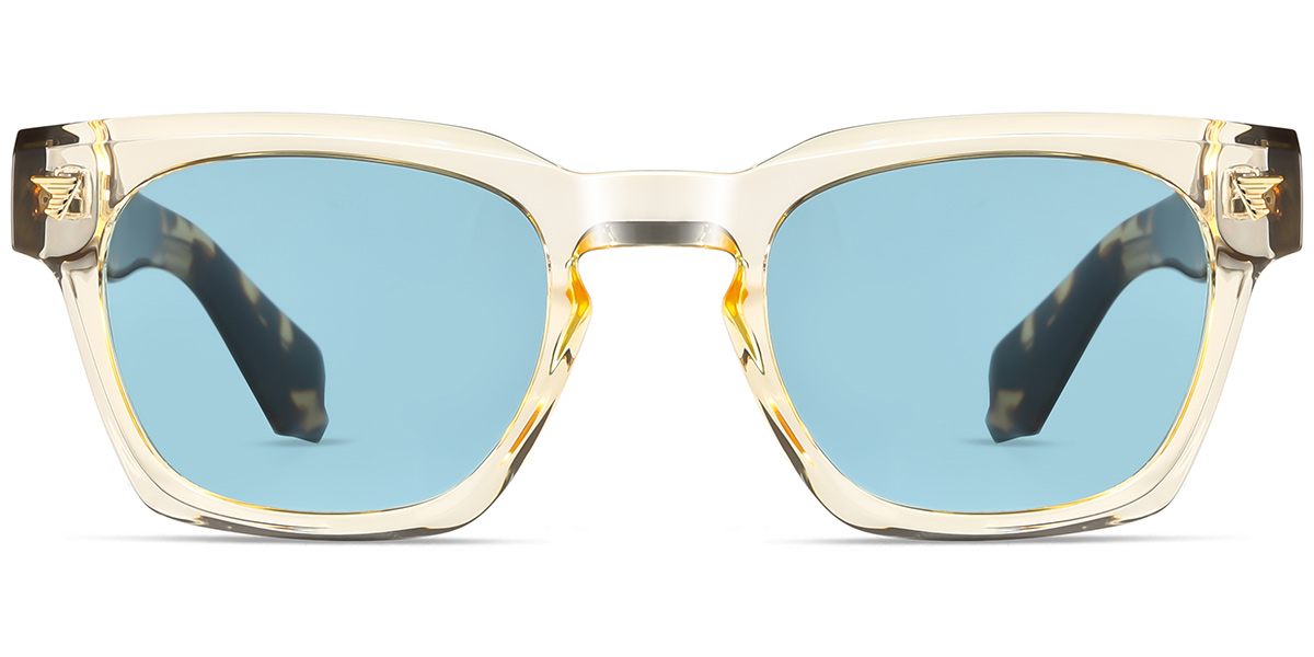 Acetate Square Sunglasses translucent-yellow+light_blue_polarized