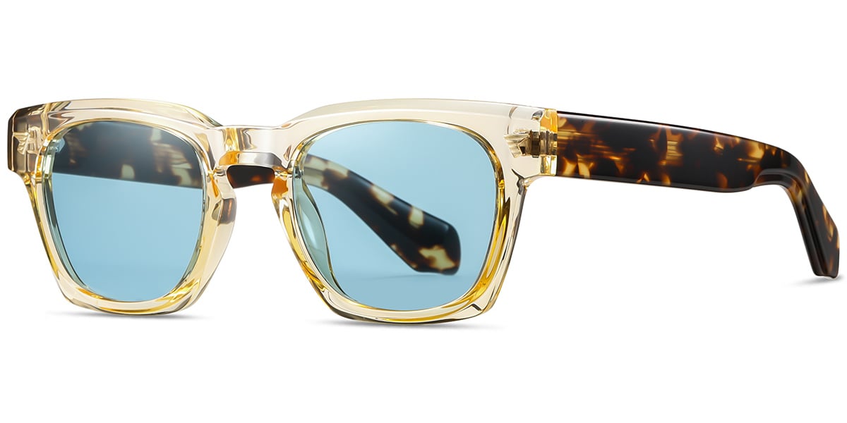 Acetate Square Sunglasses translucent-yellow+light_blue_polarized