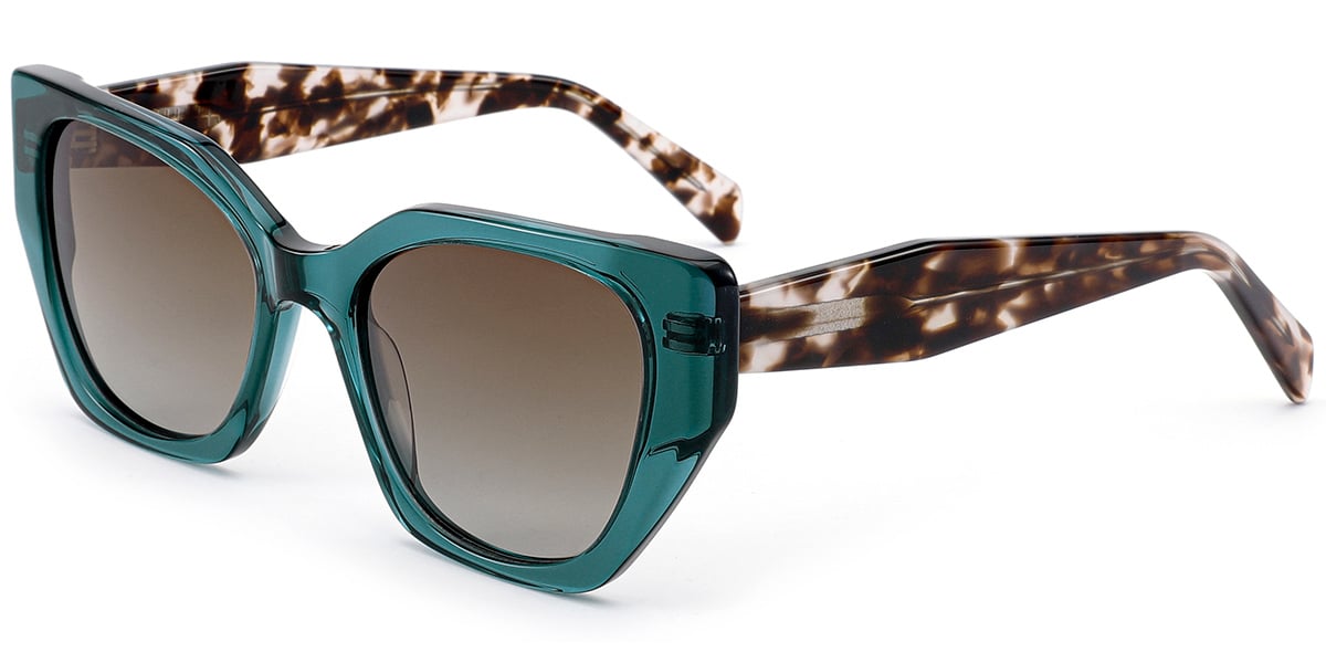 Acetate Square Sunglasses translucent-green+gradient_amber_polarized