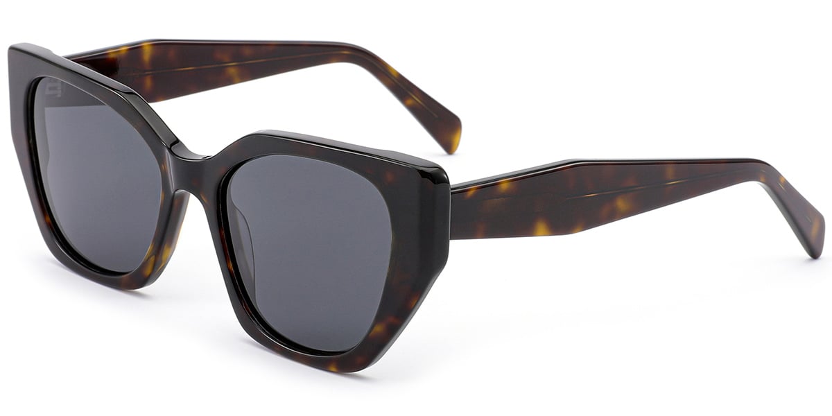 Acetate Square Sunglasses tortoiseshell+dark_grey_polarized