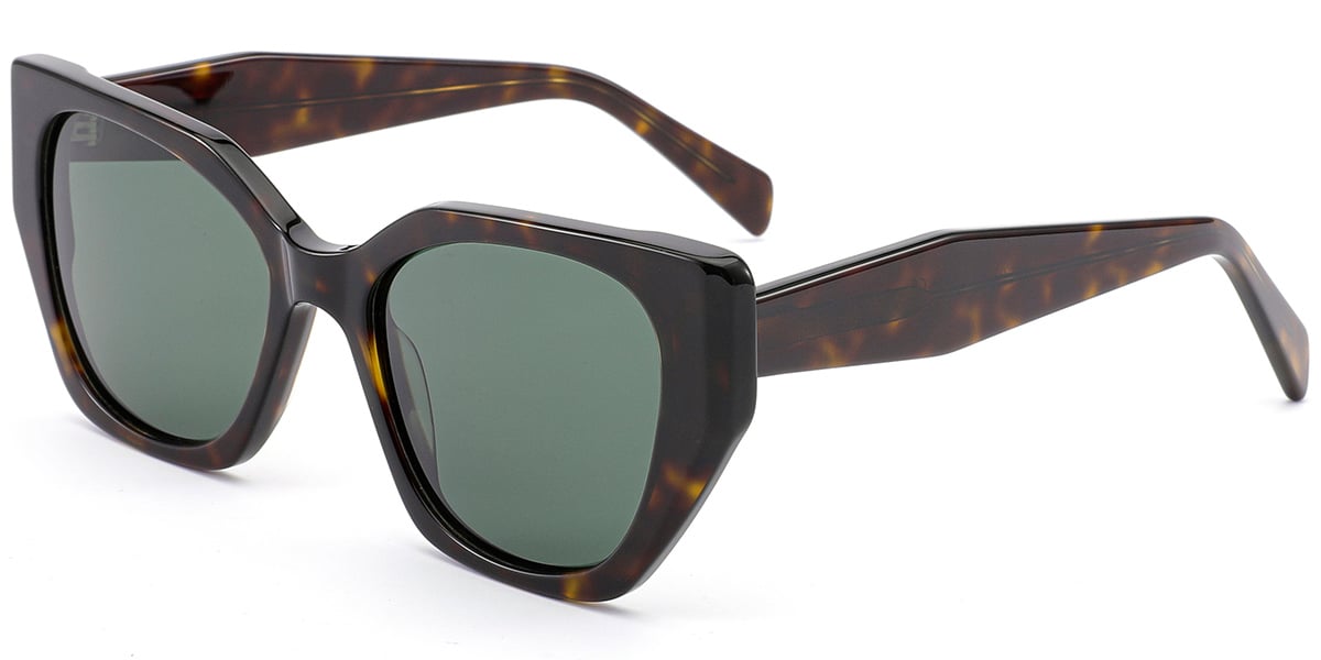 Acetate Square Sunglasses tortoiseshell+dark_green_polarized