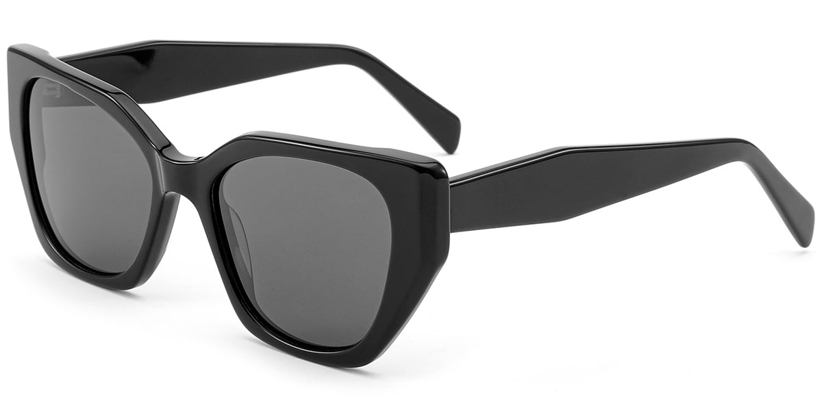 Acetate Square Sunglasses black+dark_grey_polarized