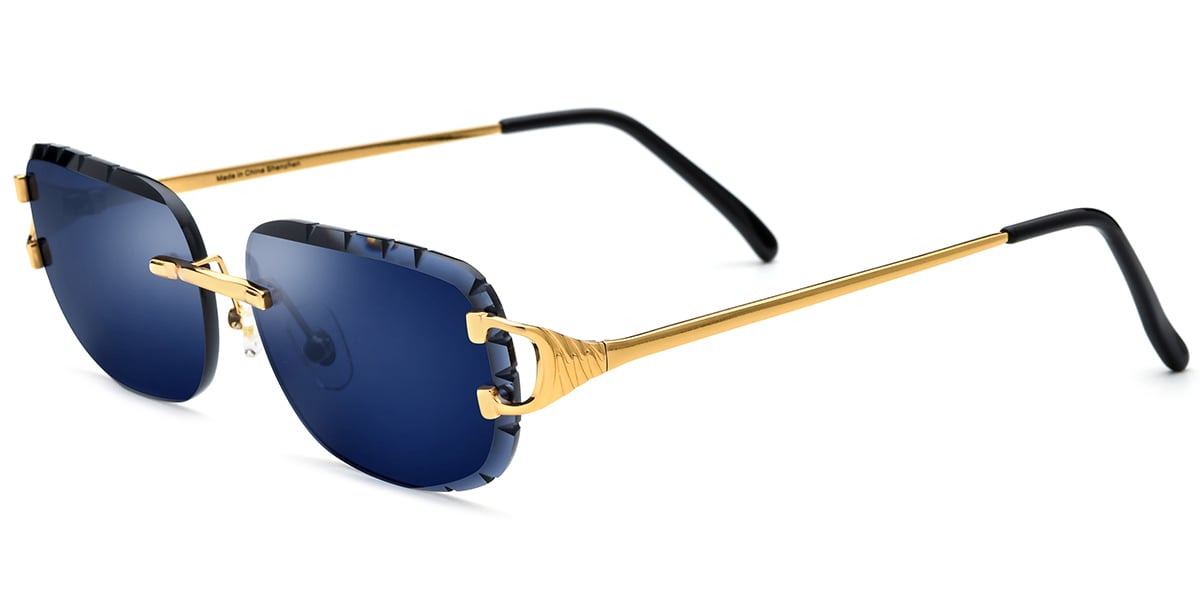 Rectangle Sunglasses gold+dark_blue