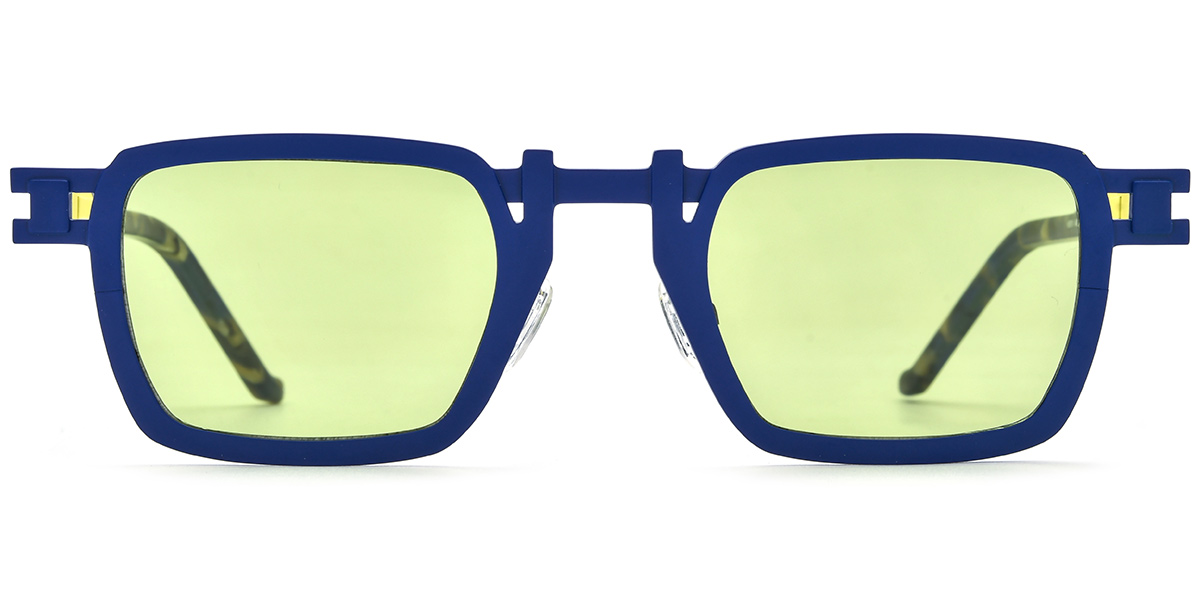 Titanium Rectangle Sunglasses blue+green_polarized