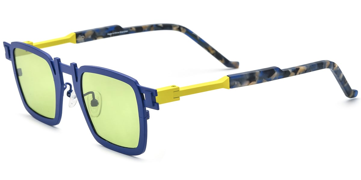 Titanium Rectangle Sunglasses blue+green_polarized