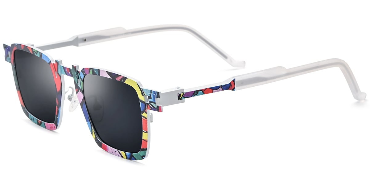 Titanium Rectangle Sunglasses multicolor+dark_grey_polarized