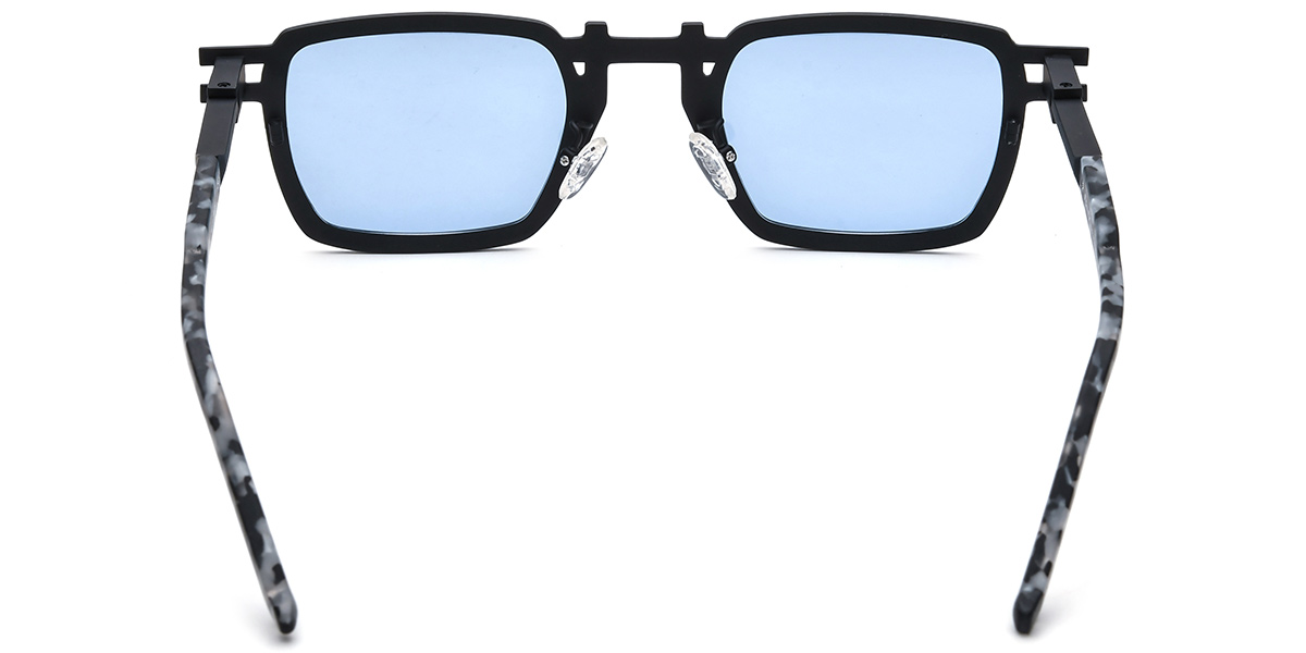 Titanium Rectangle Sunglasses black+blue_polarized