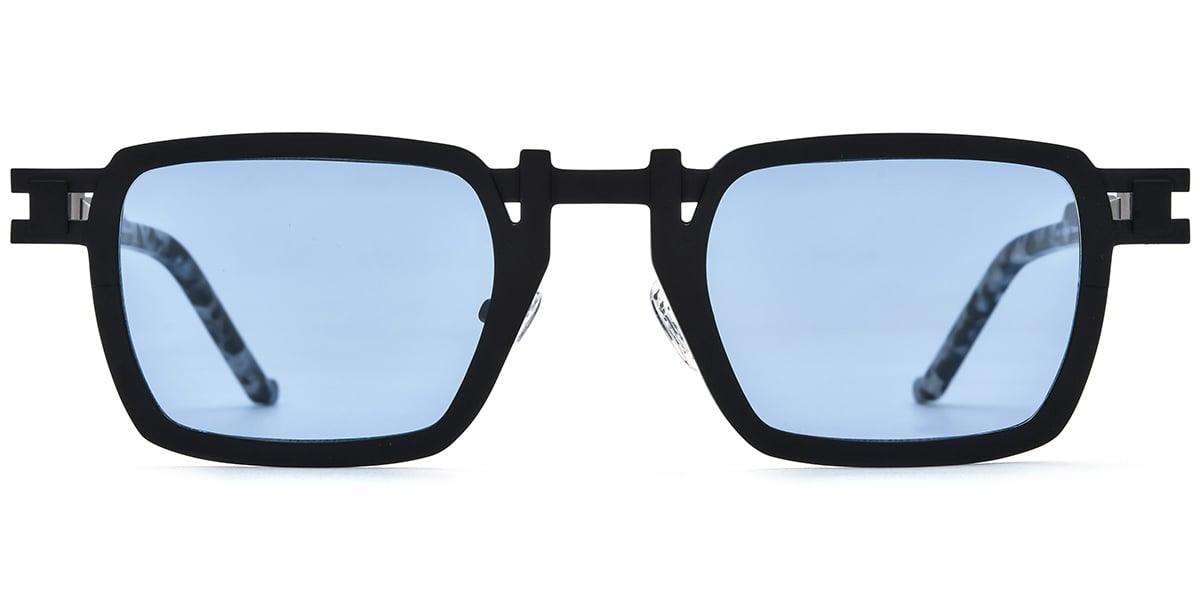 Titanium Rectangle Sunglasses black+blue_polarized