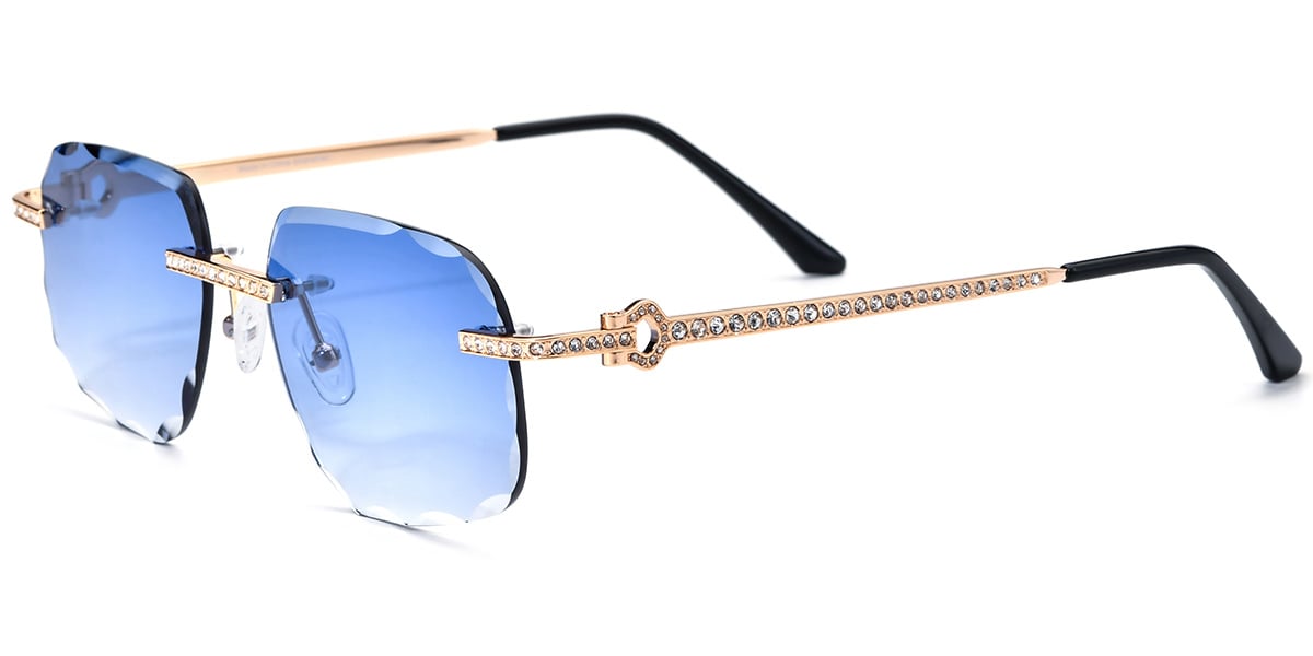 Geometric Sunglasses gold+gradient_blue