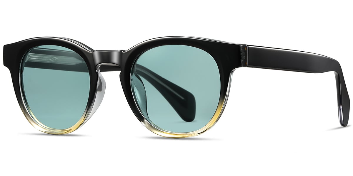 Acetate Round Sunglasses gradient_black+green_polarized