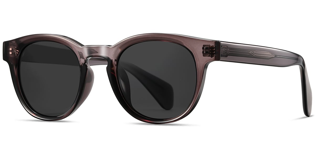 Acetate Round Sunglasses translucent-grey+dark_grey_polarized