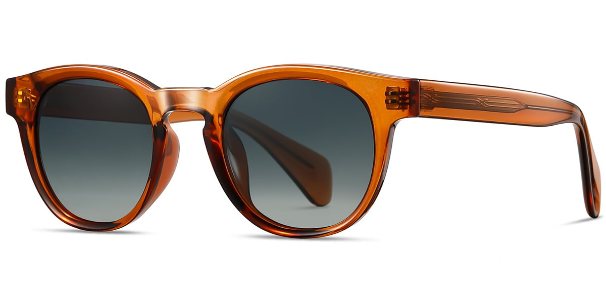 Acetate Round Sunglasses translucent-brown+gradient_green_polarized