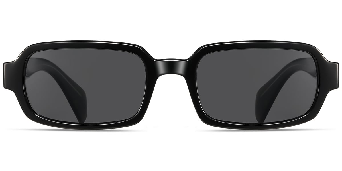 Acetate Rectangle Sunglasses black+dark_grey_polarized