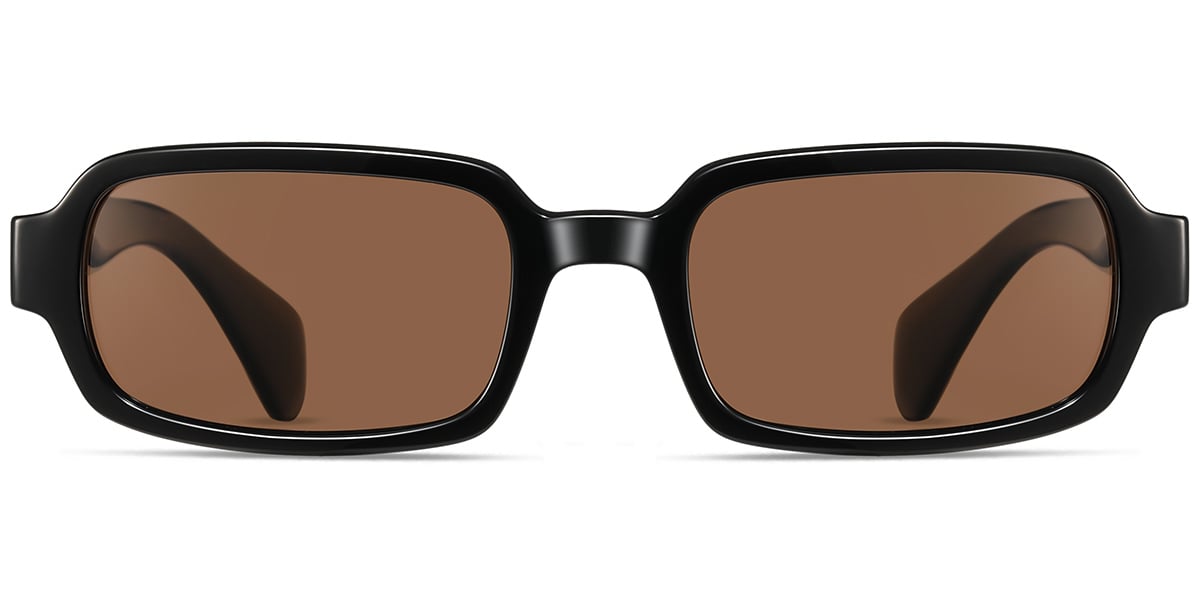 Acetate Rectangle Sunglasses black+amber_polarized