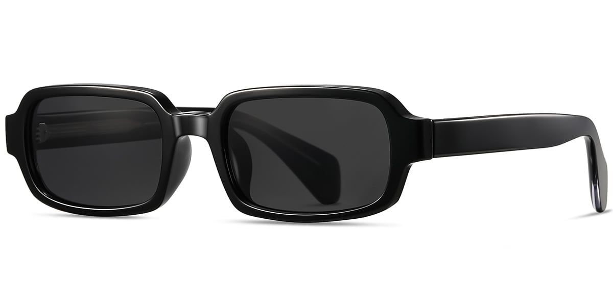 Acetate Rectangle Sunglasses black+dark_grey_polarized