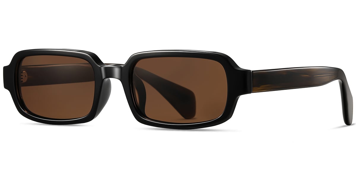 Acetate Rectangle Sunglasses black+amber_polarized