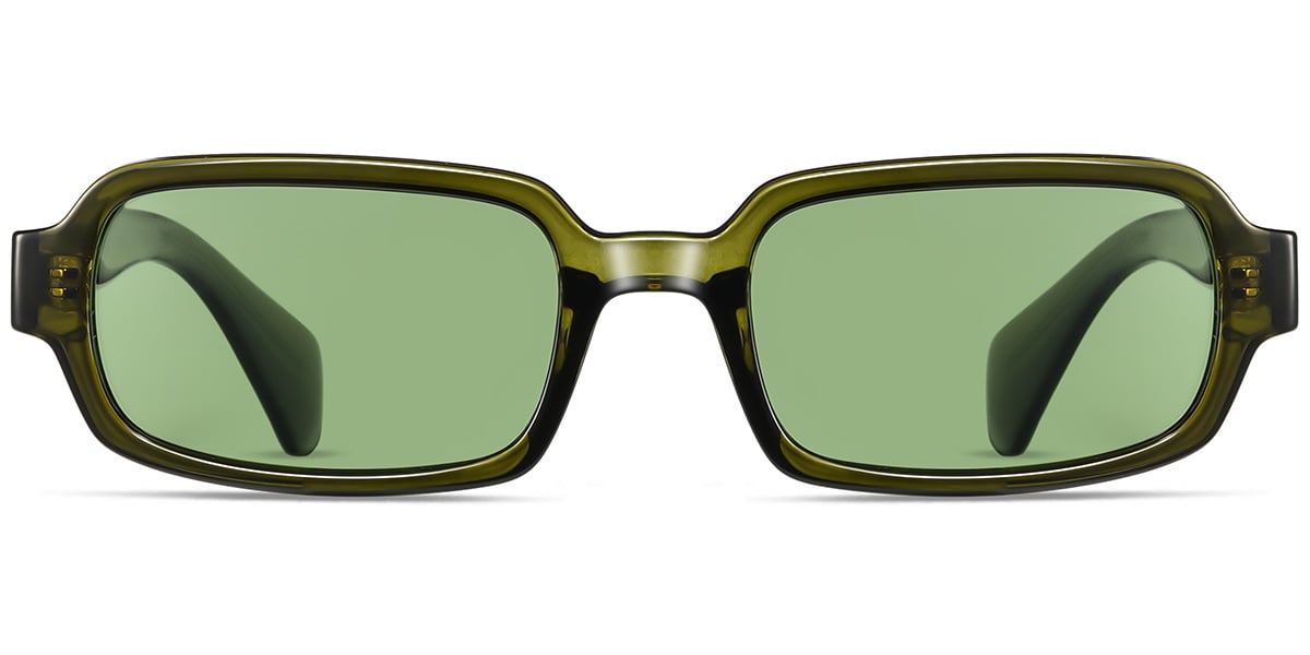 Acetate Rectangle Sunglasses translucent-green+green_polarized