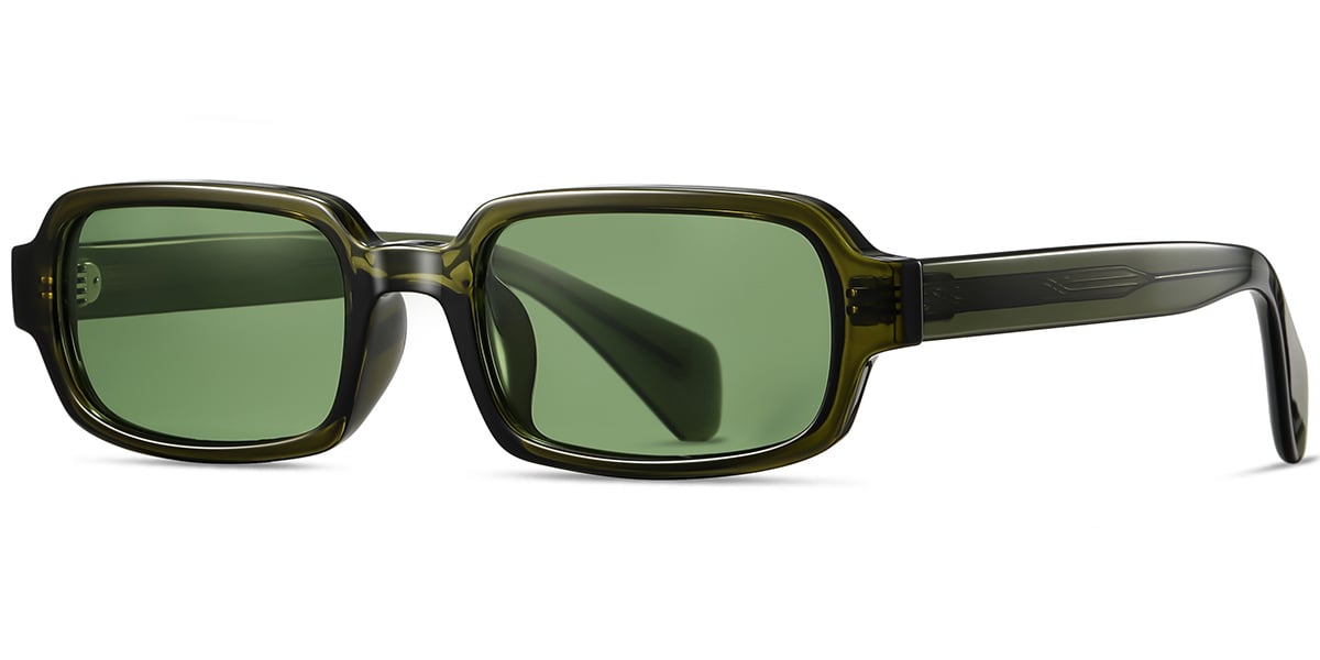 Acetate Rectangle Sunglasses translucent-green+green_polarized