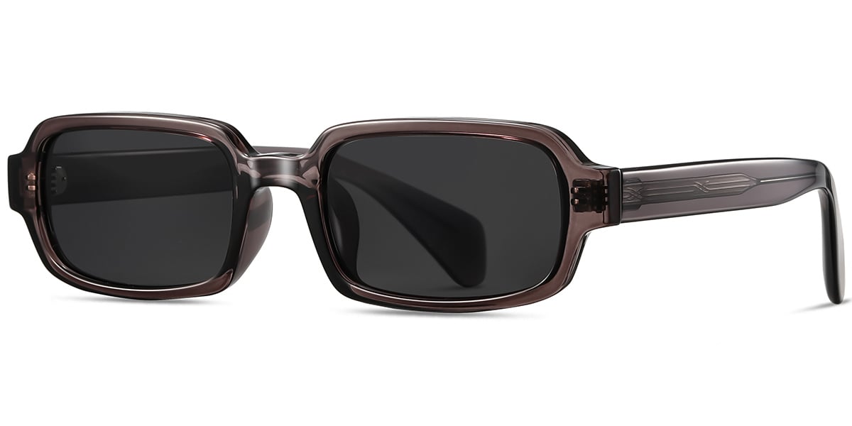 Acetate Rectangle Sunglasses translucent-grey+dark_grey_polarized