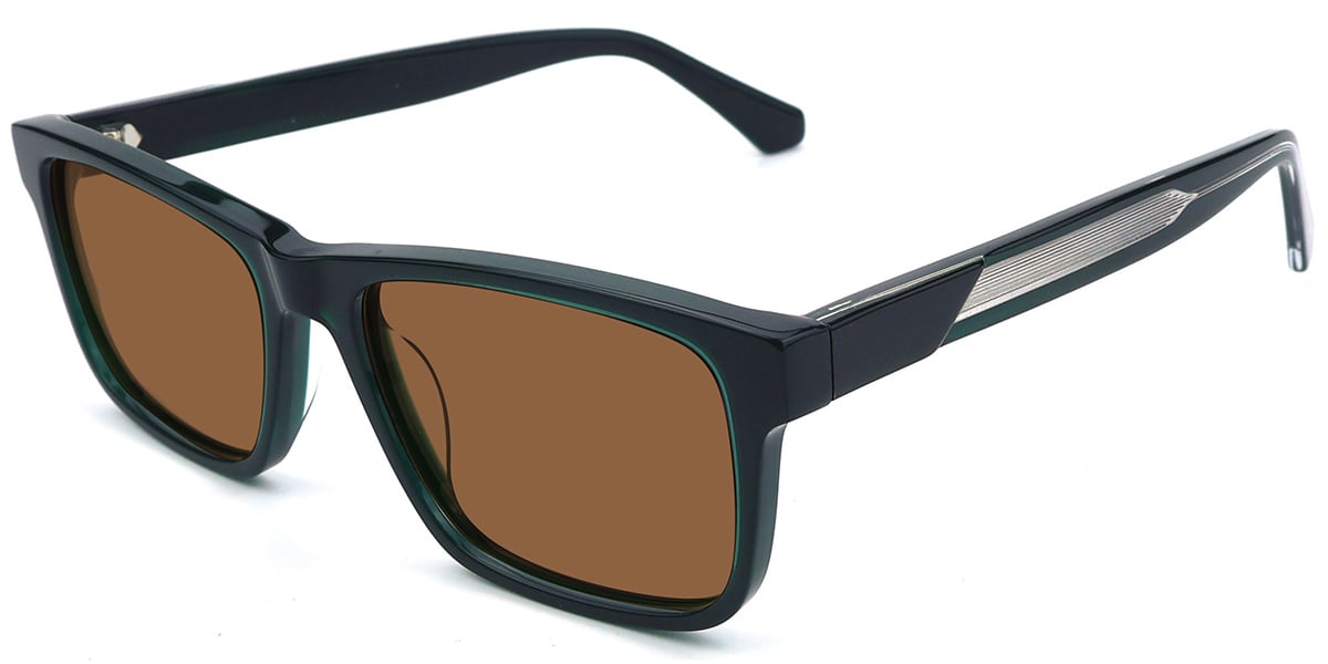 Acetate Rectangle Sunglasses green+amber_polarized