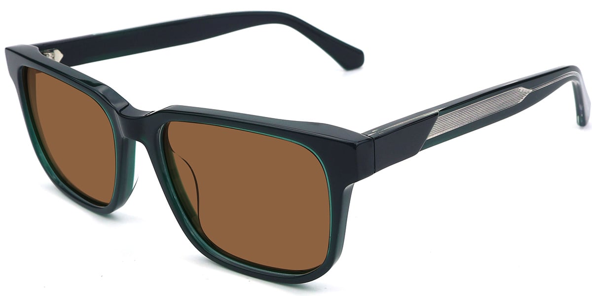 Acetate Rectangle Sunglasses green+amber_polarized