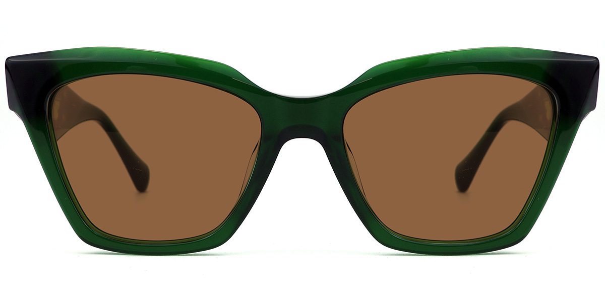 Acetate Square Sunglasses green+amber_polarized