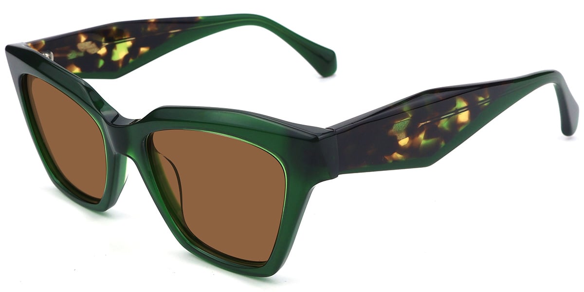 Acetate Square Sunglasses green+amber_polarized