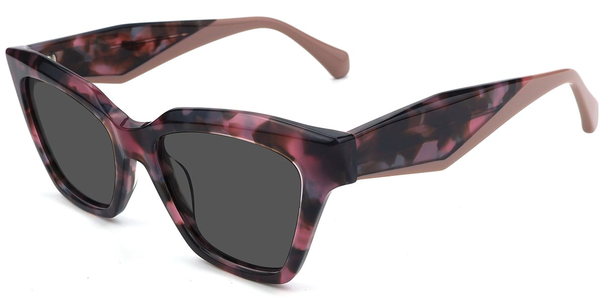 Acetate Square Sunglasses pattern-pink+dark_grey_polarized